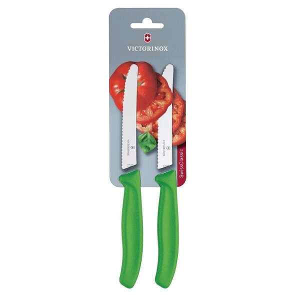 Victorinox Victorinox Gekarteld Tomaat/Utility Mes 11cm Groen (Pak van 2)