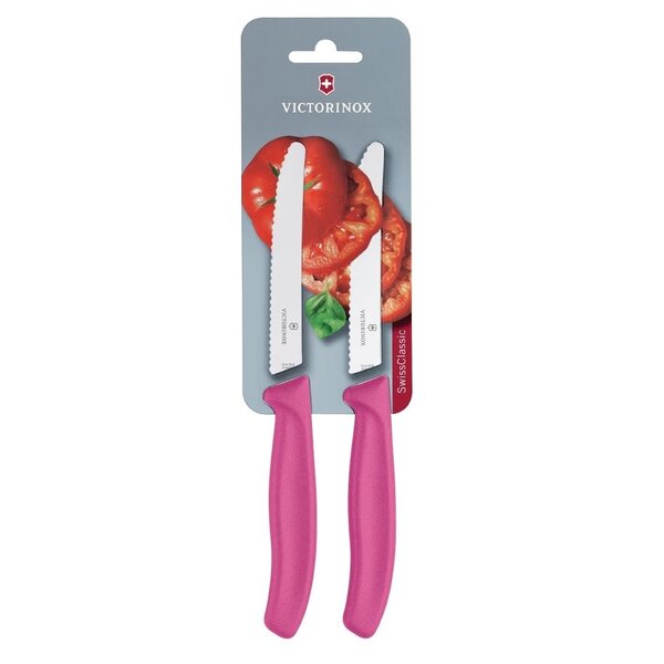 Victorinox Victorinox 2-delig gekarteld tomaten-/utiliteitsmes (blisterverpakking) 11cm - roze