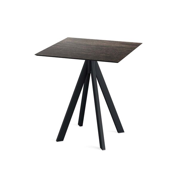 Veba Infinity Terrastafel zwart frame + Riverwashed Wood HPL 70x70 cm