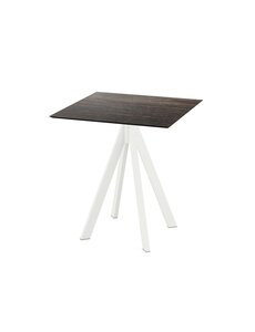 Veba Infinity Terrastafel wit frame + Riverwashed Wood HPL 70x70 cm