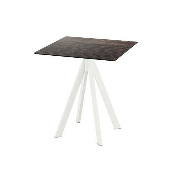 Veba Infinity Terrastafel wit frame + Riverwashed Wood HPL 70x70 cm