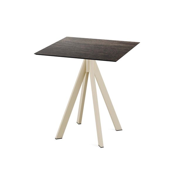 Veba Infinity Terrastafel zand frame + Riverwashed Wood HPL 70x70 cm