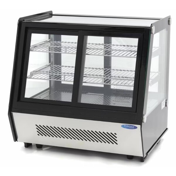 Maxima Gebaksvitrine met schuifdeuren voor en achter 125 liter | Breedte 71 cm.