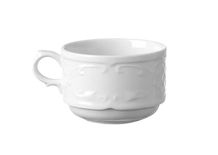 Hendi Flora koffiekop | 18 cl. - Ø82mm | Wit hotelporselein