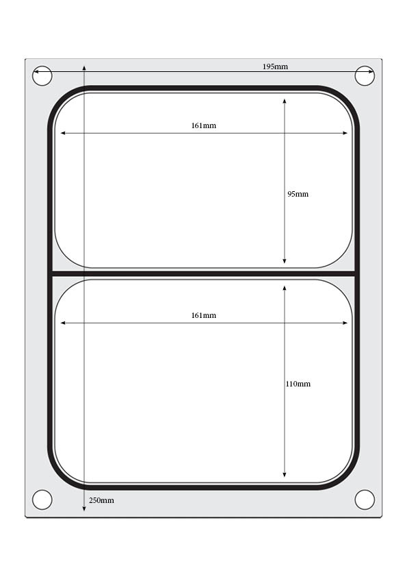 Hendi Traysealer matrix | Twee-delige container 227x178 mm