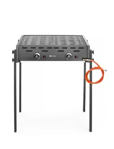 Hendi Roast Master Pro gasbarbecue Zwart | 11,6kW | 2 roosters 470x320 mm.