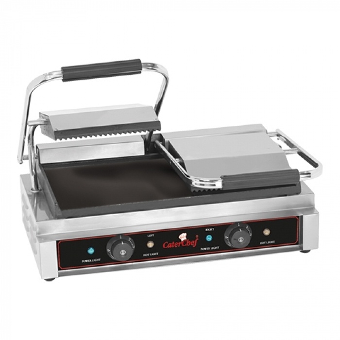 CaterChef Contactgrill dubbel | Glad/geribbeld | 566(B)x325(D)x193mm(H)