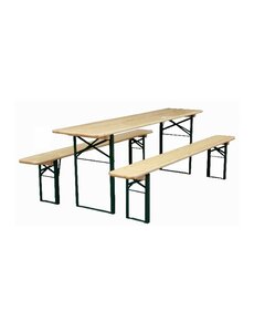  Biertafel met 2 bierbanken met groen onderstel  SET | Lengte 220 cm.