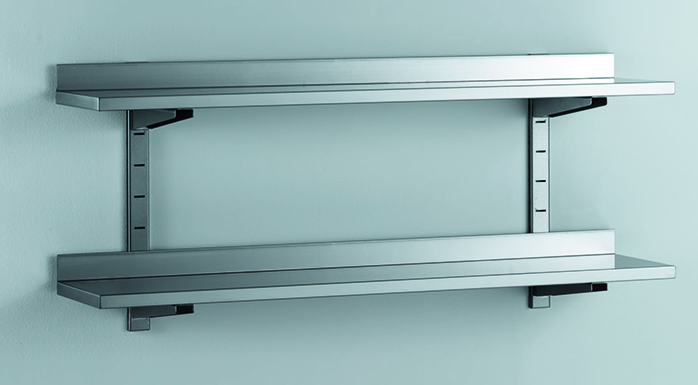 gastro Wandplank dubbel RVS tot 50 kilo/ plank | 1400 x 400 mm.