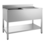 Gastro-Inox Spoelwerktafel met spoelbak links en onderblad RVS | 600 mm. diep