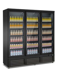 Combisteel Koelkast 3 Glasdeuren Zwart Ceb-1600r Bl | Staand model | 230V | 1880x705x2050(h)mm