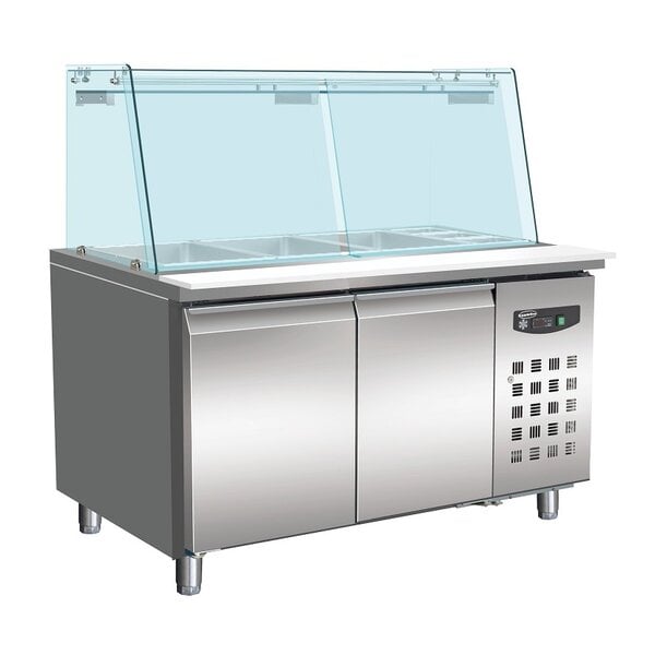 Combisteel Bakkerskoelwerkbank Glas Recht 2 Deuren 4x 1/1GN Pan | 230V | 1510x800x1365(h)mm