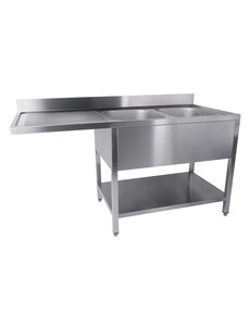 Combisteel Spoeltafel Bodem met Uitsp. Vaatwasser Demontabel 2 Rechts 1| 1600x700x850(h)mm