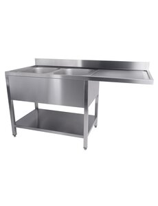 Combisteel Spoeltafel Bodem met Uitsp. Vaatwasser Demontabel 2Links 1| 1600x700x850(h)mm