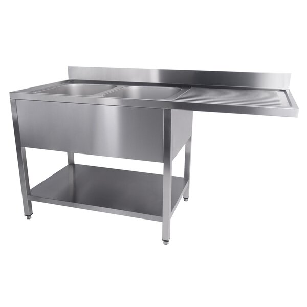 Combisteel Spoeltafel Bodem met Uitsp. Vaatwasser Demontabel 2Links 1| 1600x700x850(h)mm