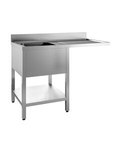 Combisteel Spoeltafel Bodem met Uitsp. Vaatwasser Demontabel 1Links | 1400x700x850(h)mm