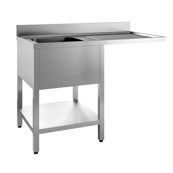 Combisteel Spoeltafel Bodem met Uitsp. Vaatwasser Demontabel 1Links | 1400x700x850(h)mm