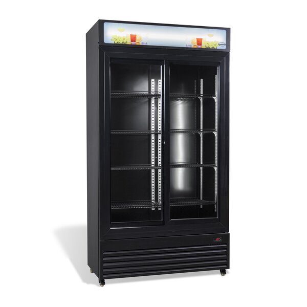Combisteel Koelkast Schuif Glasdeuren Bez-780 Sl Zwart | 230V | 1120x595x2100(h)mm