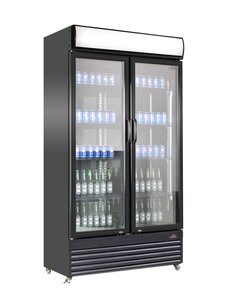 Combisteel Koelkast 2 Glasdeuren Bez-780 Gd Zwart | 230V | 1120x595x2100(h)mm