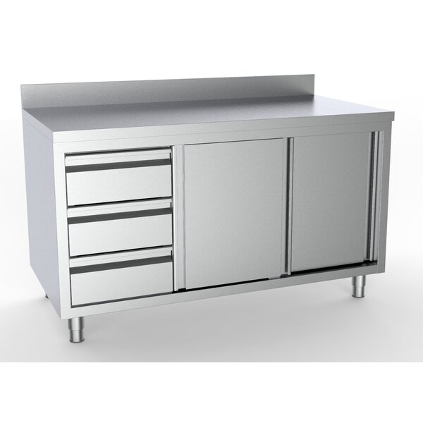 Combisteel Werktafel met schuifdeuren + laden links met rand | 2000x700x850(h)mm