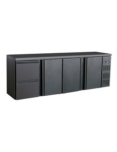Combisteel Barkoeler Zwart 3 Deurs 2 Laden | 230V | 2542x513x860(h)mm