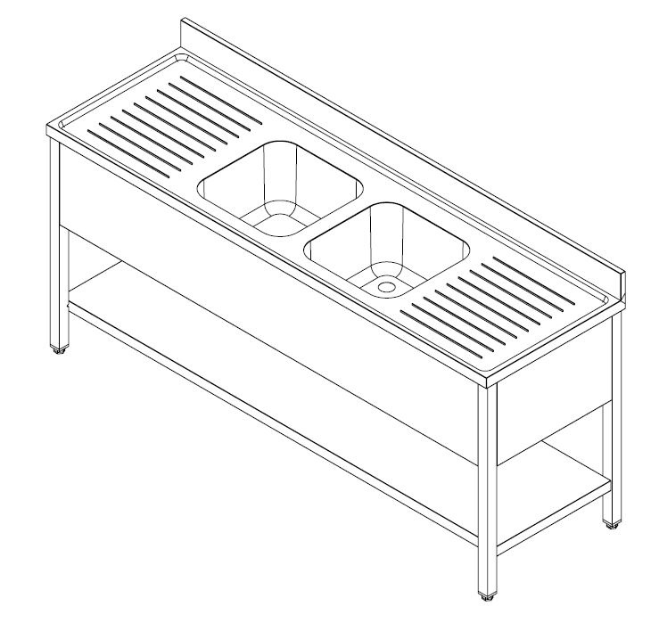 Combisteel Spoeltafel Bodemschap Demontabel 2 Midden | 2000x700x850(h)mm, foto 2 van 2