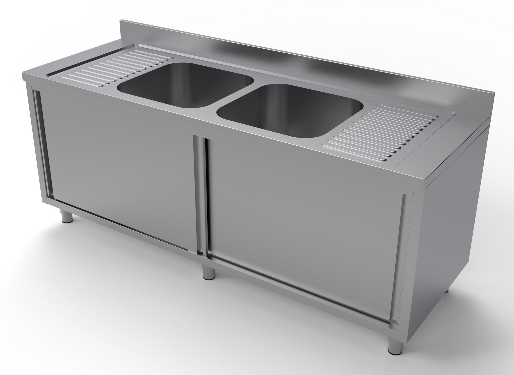 Combisteel Spoeltafel Schuifdeuren 2 Midden | 2000x700x850(h)mm