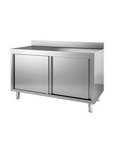 Combisteel Werktafel met schuifdeuren en opzetrand | 1600x600xH850mm.