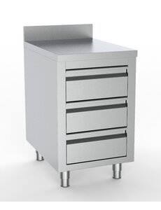 Combisteel Werktafel met 3 laden + rand | 500x700x850(h)mm