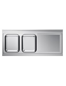 Combisteel Spoeltafelblad 2Links | 2000x600x40(h)mm