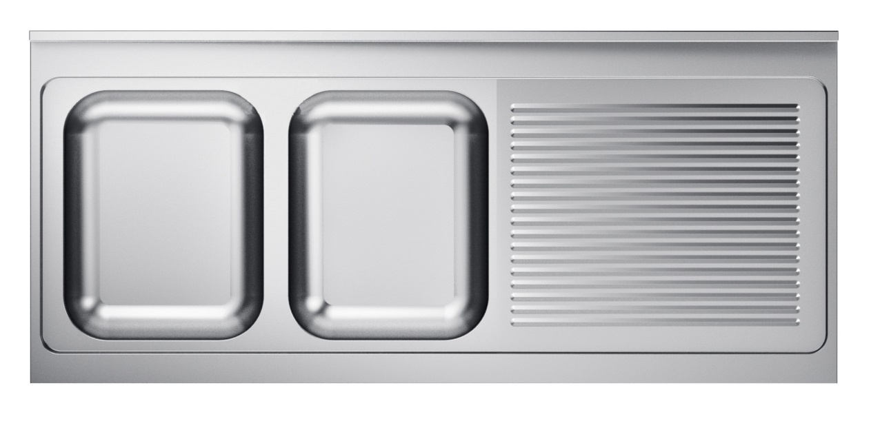 Combisteel Spoeltafelblad 2Links | 2000x600x40(h)mm