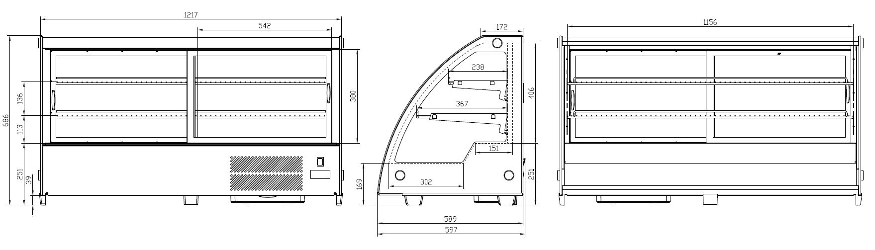 Combisteel Koelvitrine 201l | Tafelmodel | 230V | 1217x590x685(h)mm, foto 2 van 2