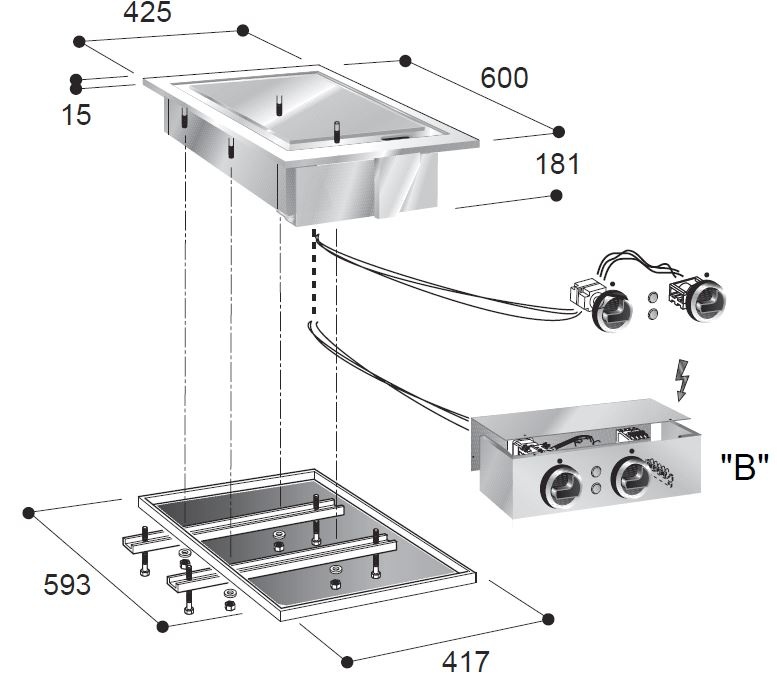 Combisteel Elektrischebakplaat Glad 400v | 400V | 425x600x181(h)mm, foto 2 van 2