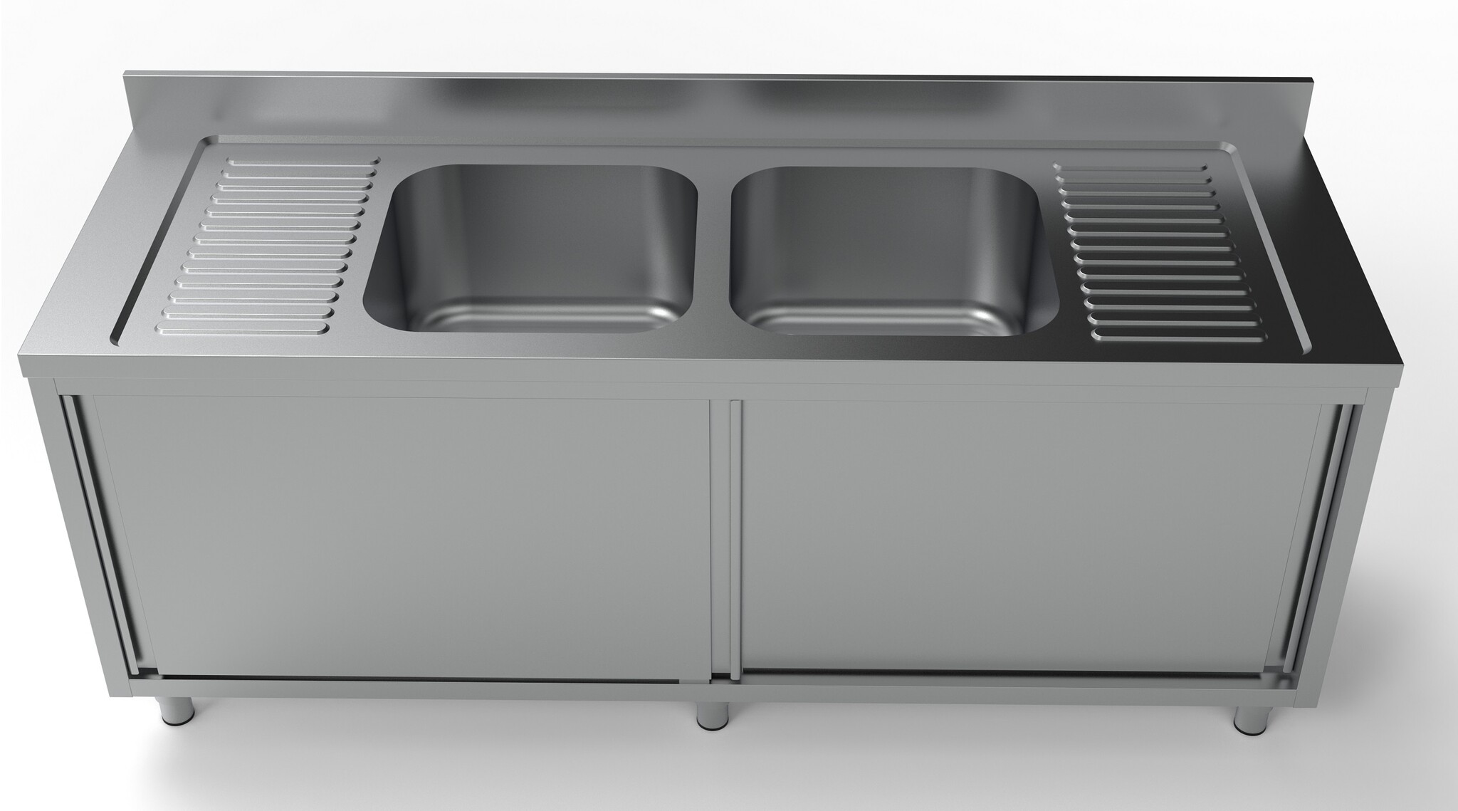 Combisteel Spoeltafel Schuifdeuren 2 Midden | 2000x700x850(h)mm, foto 2 van 2