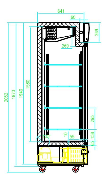 Combisteel Vrieskast 1 Glasdeur | 230V | 680x700x1990(h)mm, foto 2 van 2