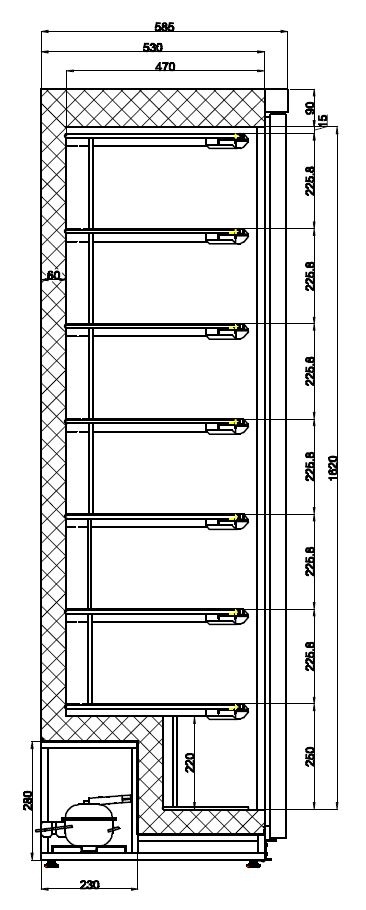 Combisteel Vrieskast RVS 1 Deur | 230V | 600x585x1850(h)mm, foto 2 van 2