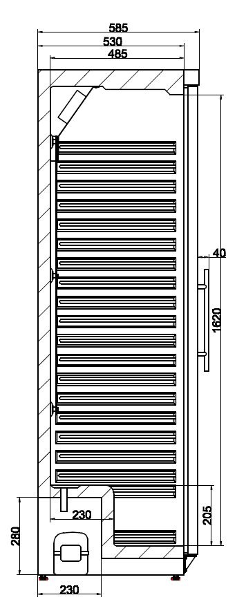 Combisteel Koelkast 1 Glasdeur | 230V | 600x585x1855(h)mm, foto 2 van 2