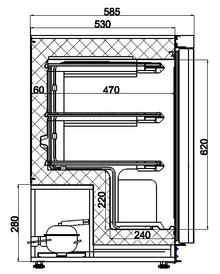 Combisteel VrieskastWit 1 Deur | 230V | 600x585x855(h)mm, foto 2 van 2