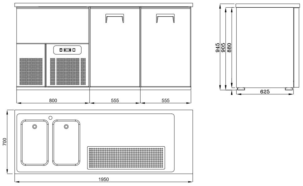 Combisteel Bierkoeler 2 Deuren 2l | 230V | 1950x700x950(h)mm, foto 3 van 3