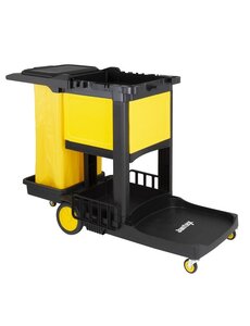 Jantex Schoonmaakwagen zwart met afsluitbare kast | 1300x490xH990mm.