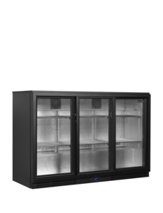 Tefcold Barkoeling met 3 schuifdeuren 311 liter Zwart  | BA30S-3 | 1355x515x900mm