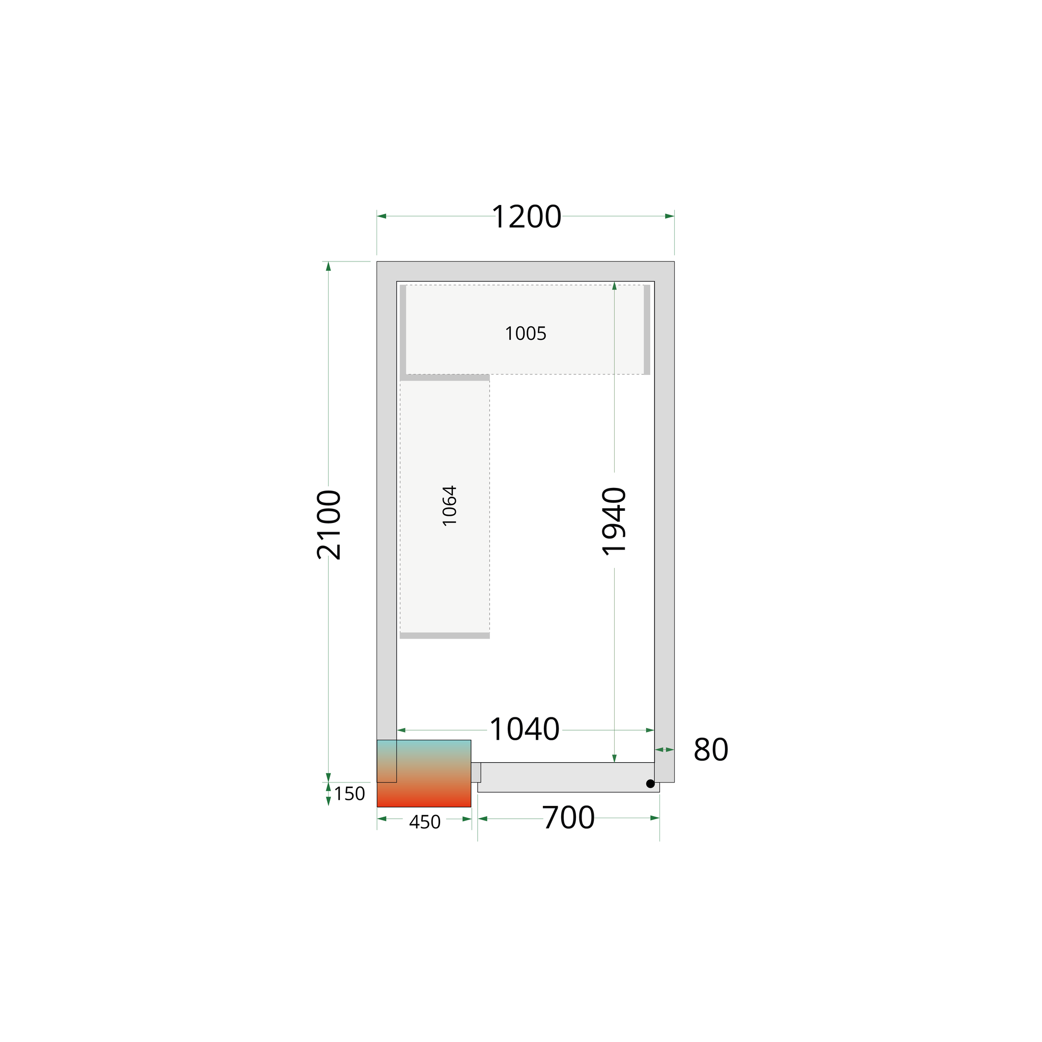Tefcold Koelruimte | CRPF1221 | 1200x2100x2200mm