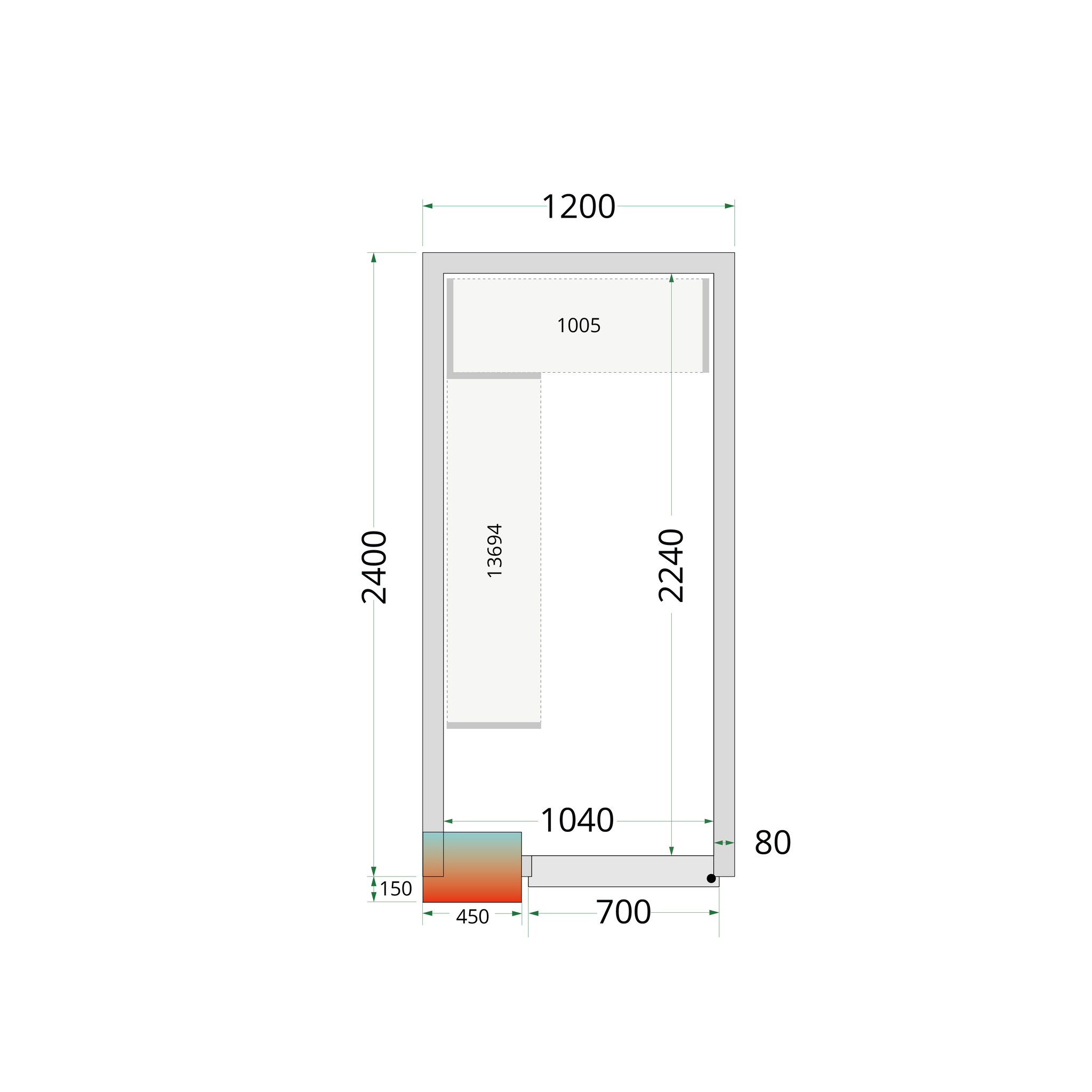 Tefcold Koelruimte | CRPF1224 | 1200x2400x2200mm