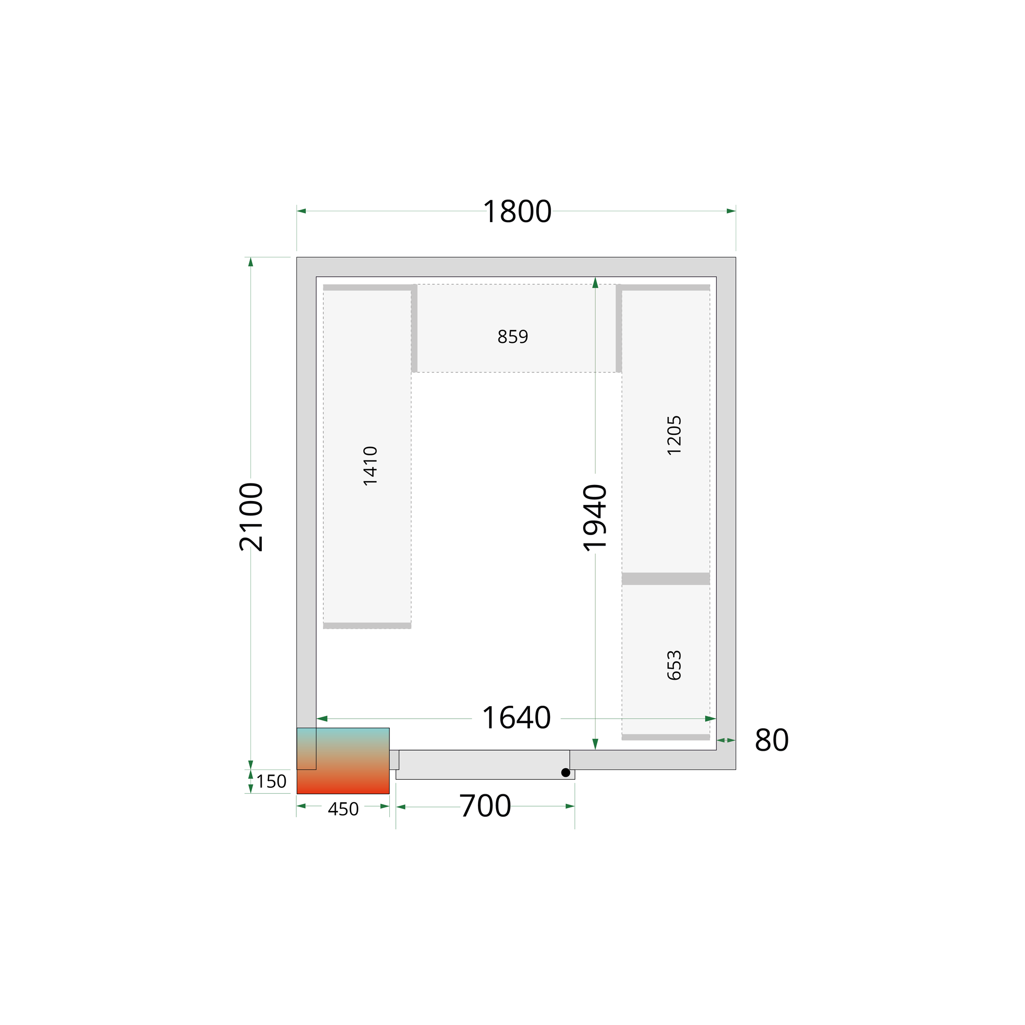 Tefcold Koelruimte | CRPF1821 | 1800x2100x2200mm