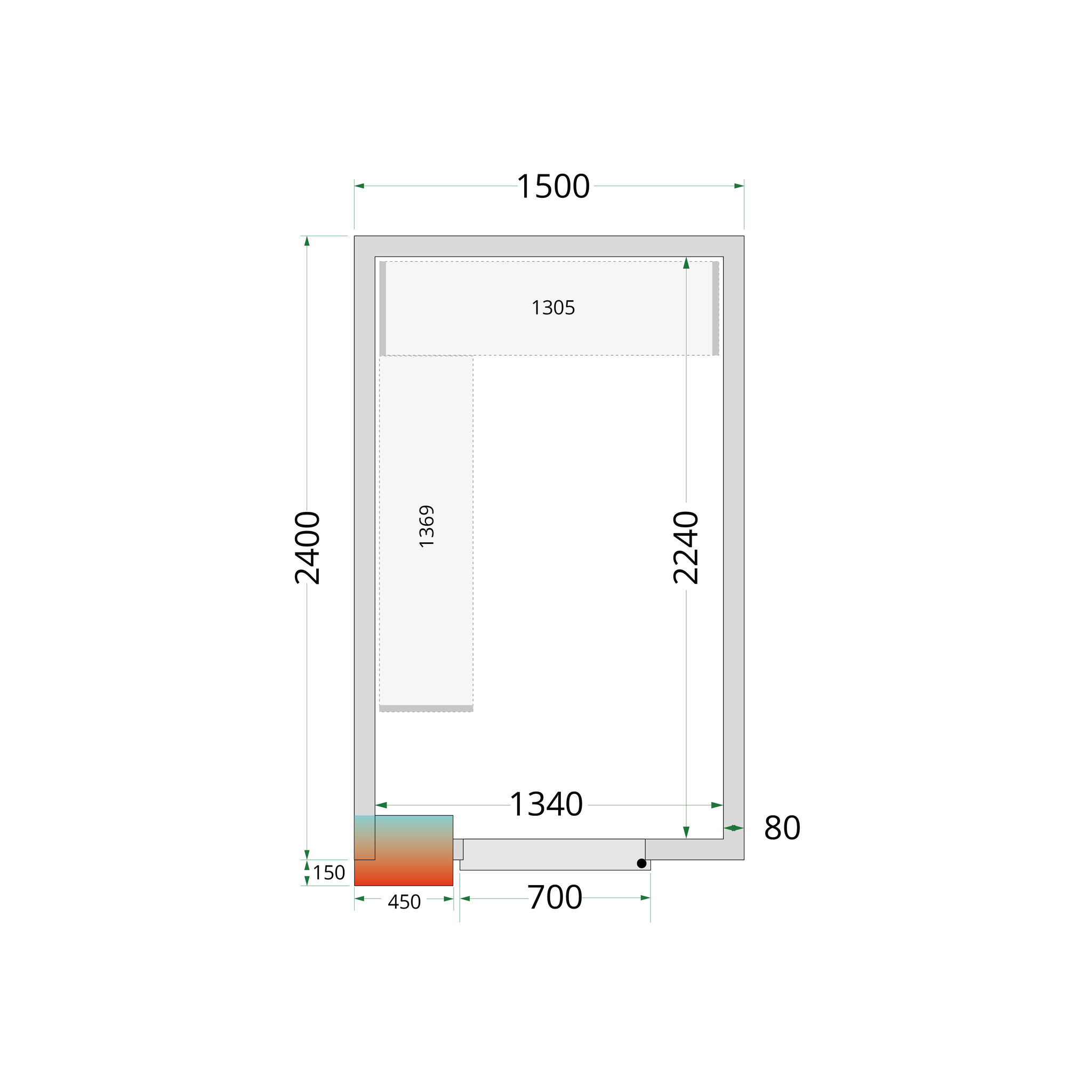 Tefcold Koelruimte | CRPF1524 | 1500x2400x2200mm