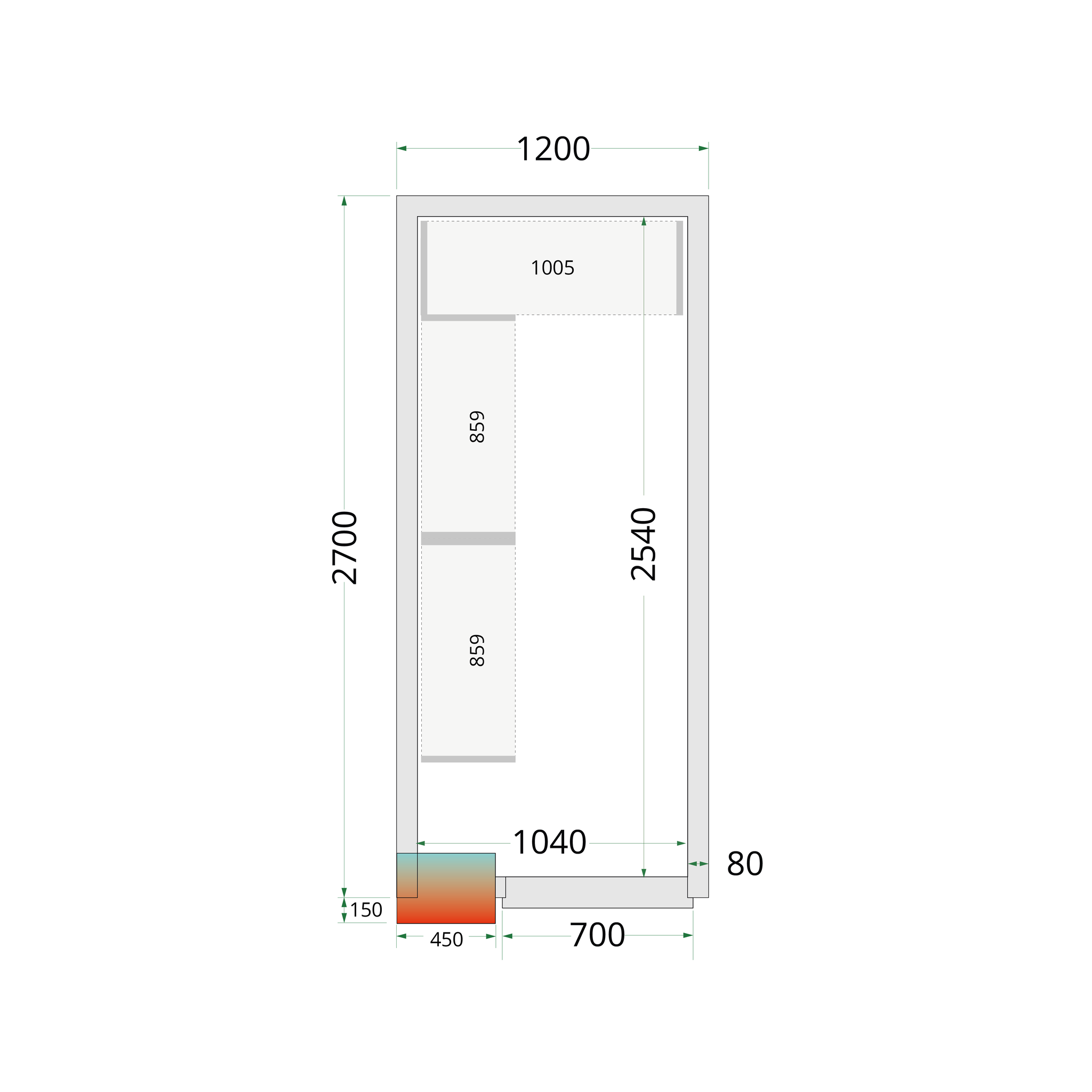 Tefcold Koelruimte | CRPF1227 | 1200x2700x2200mm