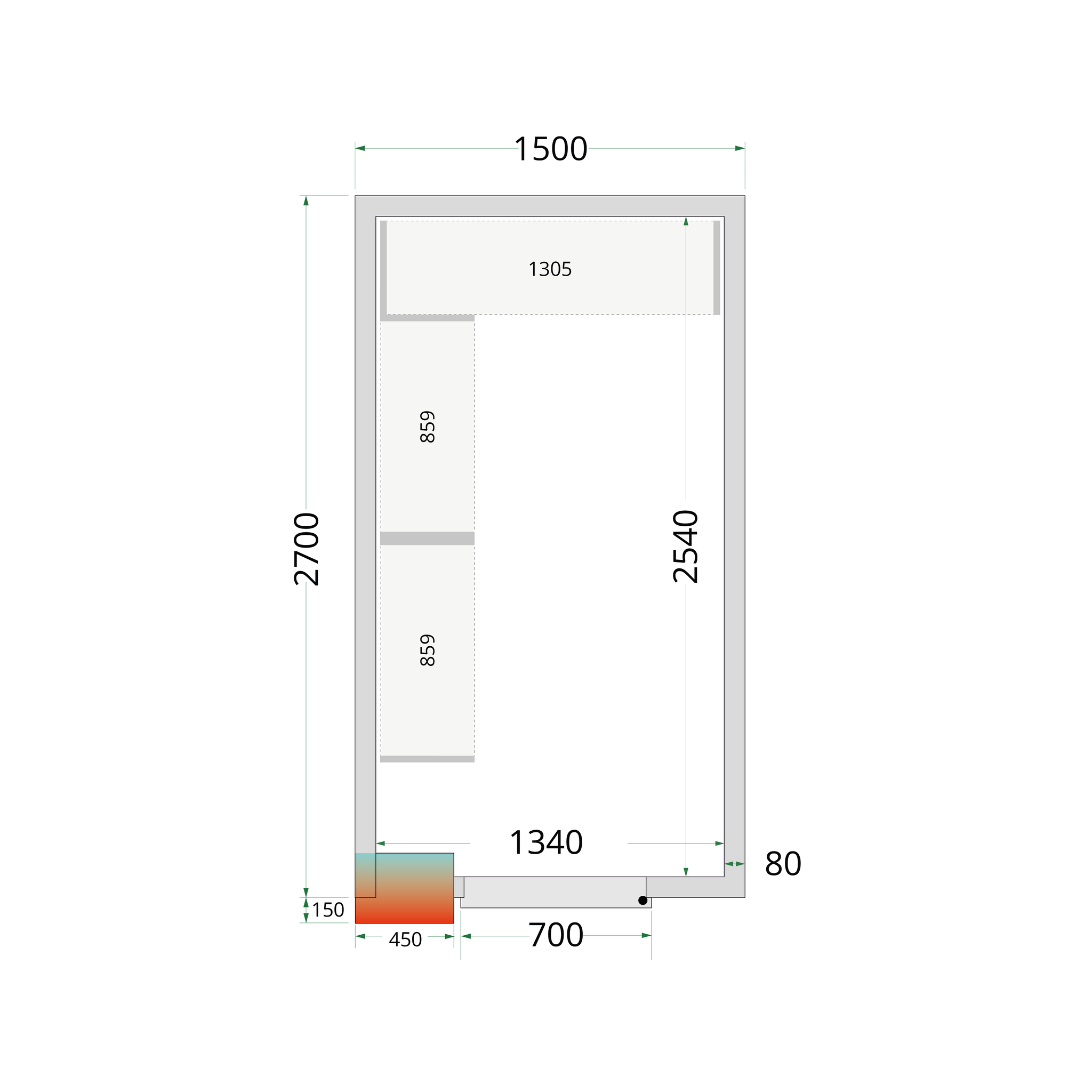 Tefcold Koelruimte | CRPF1527 | 1500x2700x2200mm