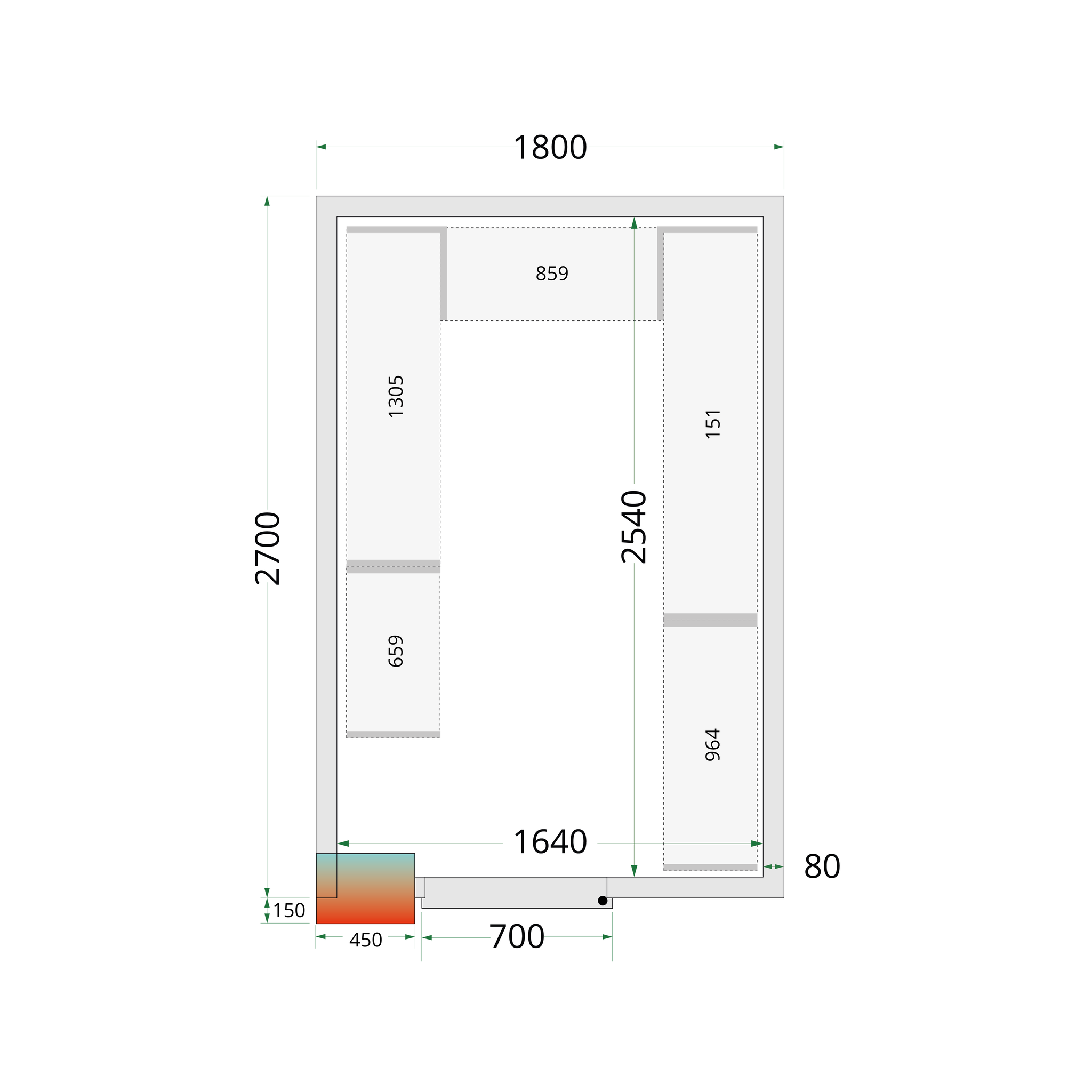 Tefcold Koelruimte | CRPF1827 | 1800x2700x2200mm
