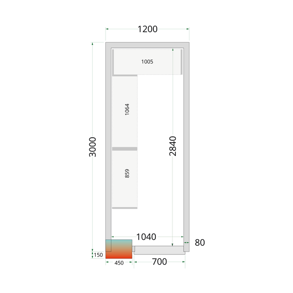 Tefcold Koelruimte  | CRPF1230 | 1200x3000x2200mm