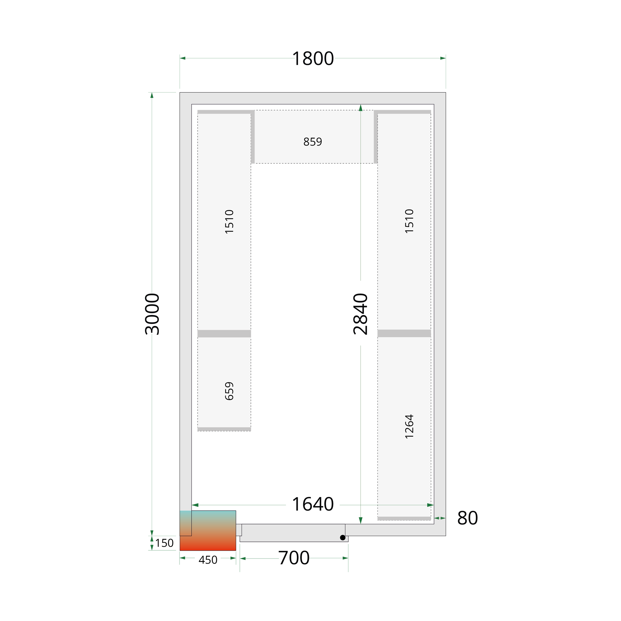 Tefcold Koelruimte | CRPF1830 | 1800x3000x2200mm
